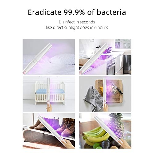 UV Light Sanitizer Wand, Portable UVC Light Disinfector UV Wand for Smartphon...