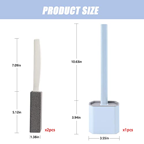 2 Pack Pumice Stone for Toilet Cleaning ,Come with Silicone Flex Toilet Brush...