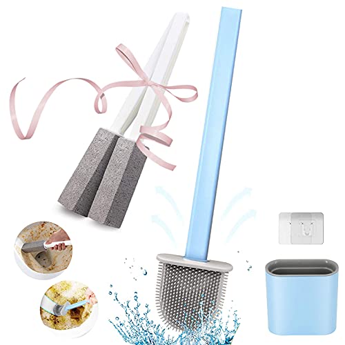2 Pack Pumice Stone for Toilet Cleaning ,Come with Silicone Flex Toilet Brush...