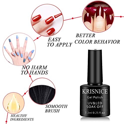 KRISNICE Holiday Gel Nail Polish Set 6 Colors Teal Blue Olive Turquoise Summe...