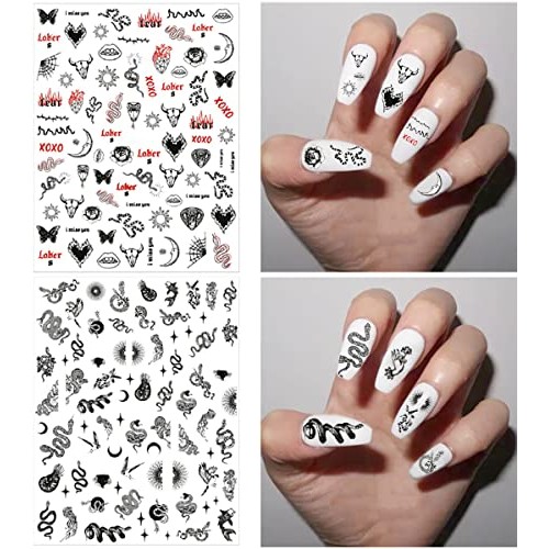 Snake Nail Art Stickers Decals Nail Art Supplies 3D Self Adhesive Nail Sticke...