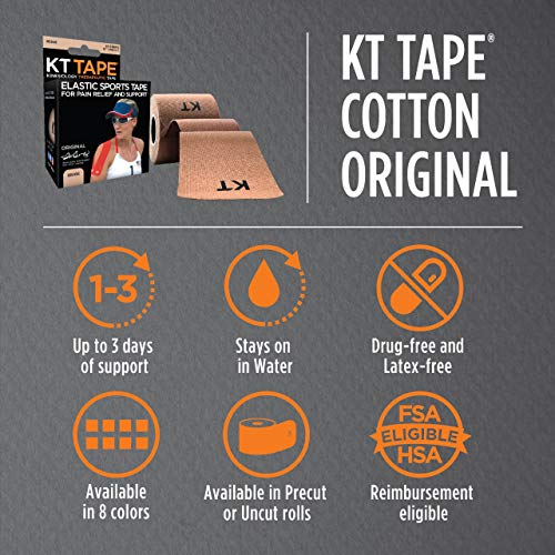 KT Tape Original Cotton Elastic Kinesiology Therapeutic Athletic Tape, 20 Pre...
