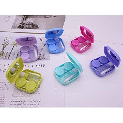 Kuanfine 6 Pack Contact Lens Case Kit Cute Travel Contact Case, All in One So...