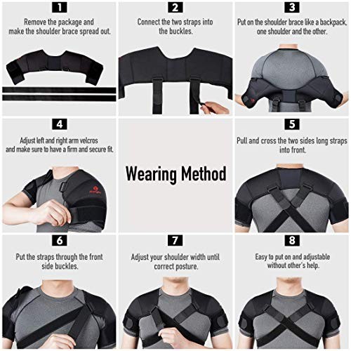 Kuangmi Double Shoulder Support Brace Strap Wrap Neoprene Protector (XX-Large)