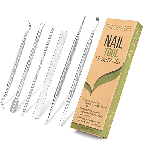6-Pack Ingrown Toenail File And Lifters, Professional Surgical Stainless Stee...