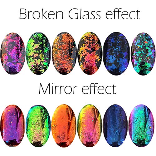 Iridescent Glitter Chameleon Nail Flakes Set of 6 Jars (Dark Chameleon)