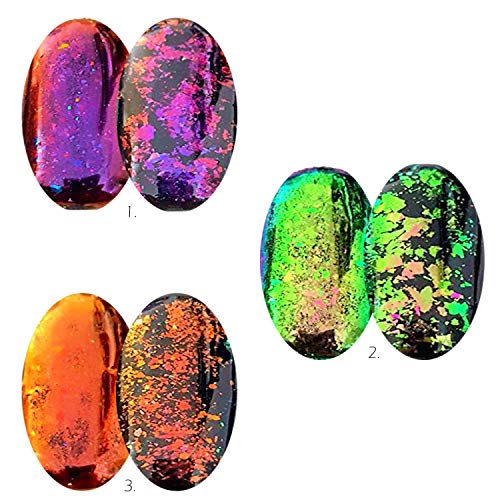 Iridescent Glitter Chameleon Nail Flakes Set of 6 Jars (Dark Chameleon)