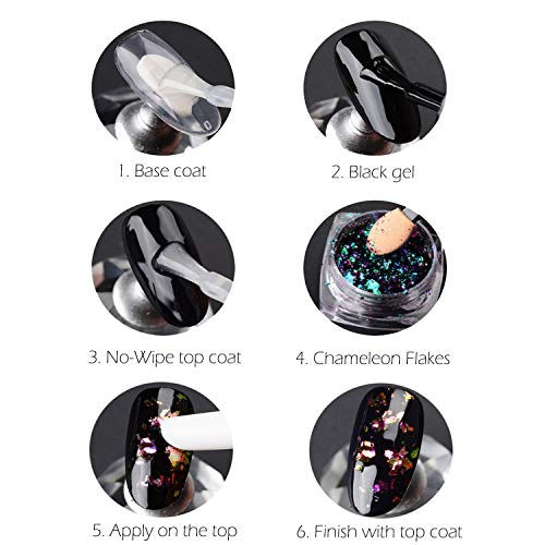 Iridescent Glitter Chameleon Nail Flakes Set of 6 Jars (Dark Chameleon)