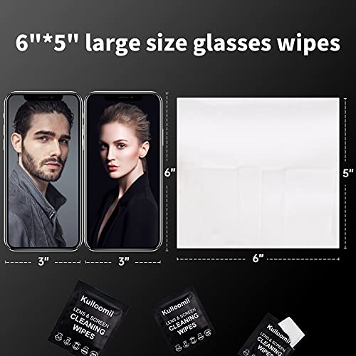 Lens Cleaning Wipes,Eyeglasses Cleaner Wipes,kulloomii 220PZ 6”x5” Pre-Moiste...