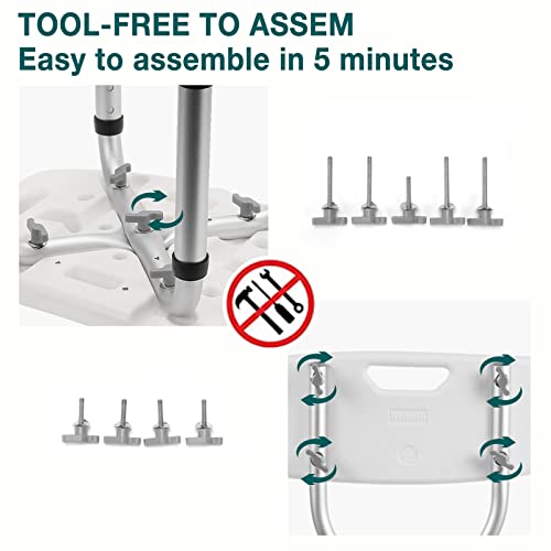 Kuloki Tool-Free Shower Chair for The Disabled and Elderly,SPA and Bathtub Se...