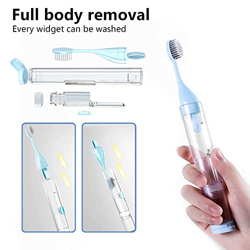 2Pcs Travel Toothbrushes Kit Fold Travel Size Toothbrushes Built-in Travel To...