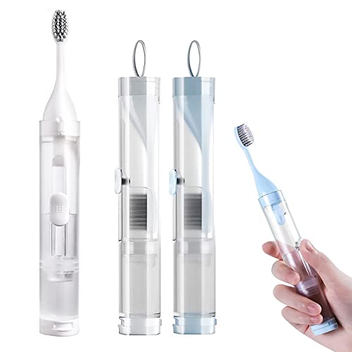 2Pcs Travel Toothbrushes Kit Fold Travel Size Toothbrushes Built-in Travel To...