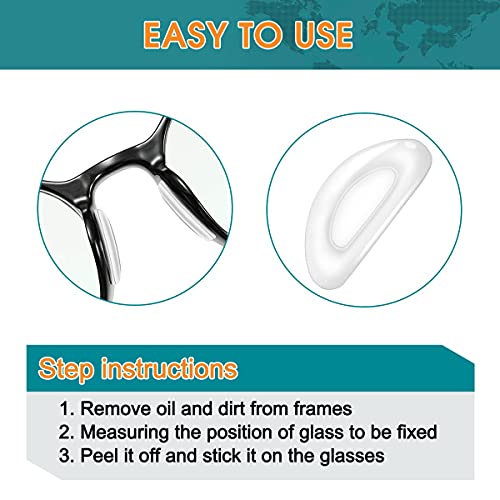 12 Pairs Eyeglass Nose Pads, Transparent Anti-Slip Nosepads, Stick on Anti-Sl...