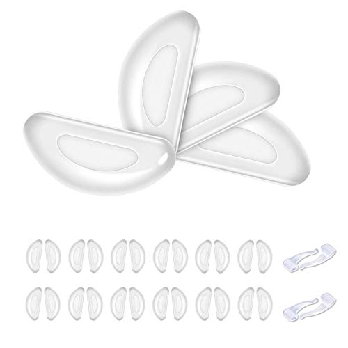 12 Pairs Eyeglass Nose Pads, Transparent Anti-Slip Nosepads, Stick on Anti-Sl...