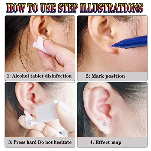 2 Pack Self Ear Piercing Gun Earrings Kit Tool Stud Safety Portable Nose Pier...