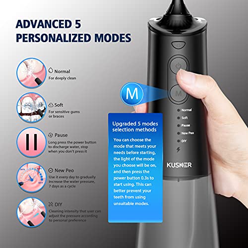 Cordless Water Dental Flosser for Teeth - KUSKER Portable Oral Irrigator with...