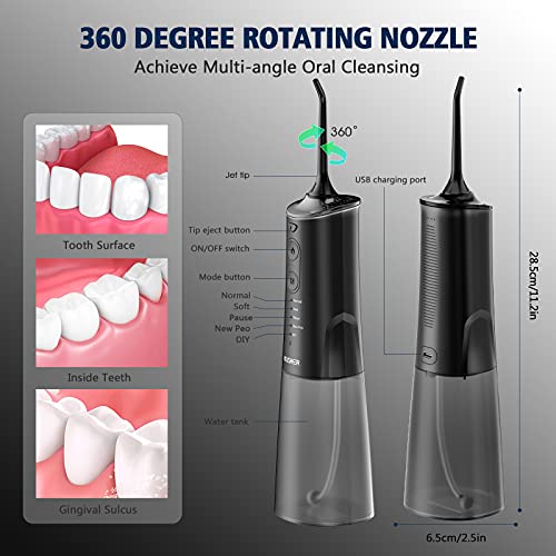 Cordless Water Dental Flosser for Teeth - KUSKER Portable Oral Irrigator with...