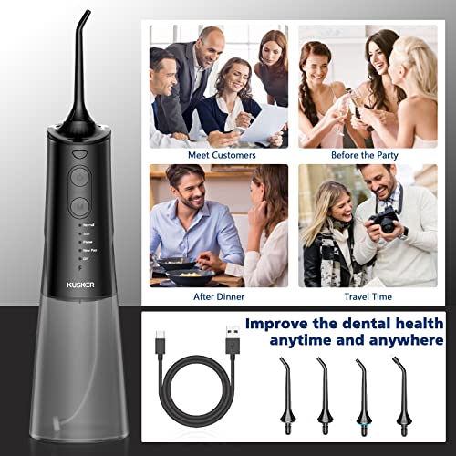 Cordless Water Dental Flosser for Teeth - KUSKER Portable Oral Irrigator with...