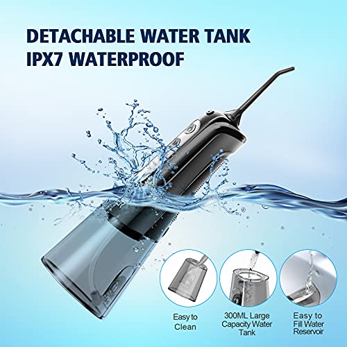 Water Dental Flosser Cordless, KUSKER Portable Oral Irrigator for Teeth, 4 Mo...