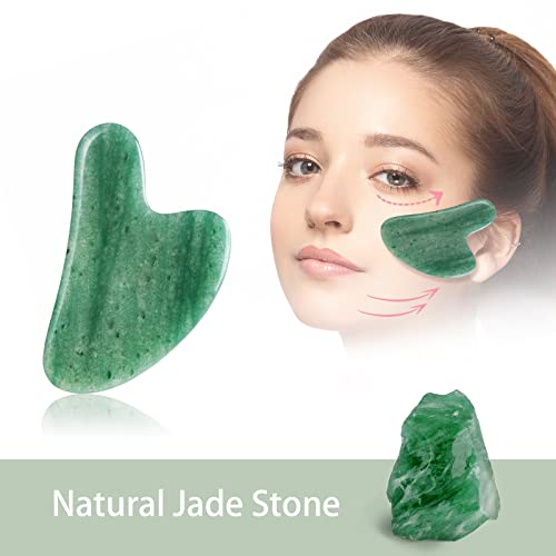 Natural Jade Gua Sha Stone for Massage, Gua Sha Facial Tools, Spa, Acupunctur...