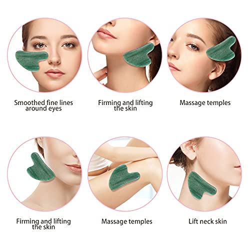 Natural Jade Gua Sha Stone for Massage, Gua Sha Facial Tools, Spa, Acupunctur...