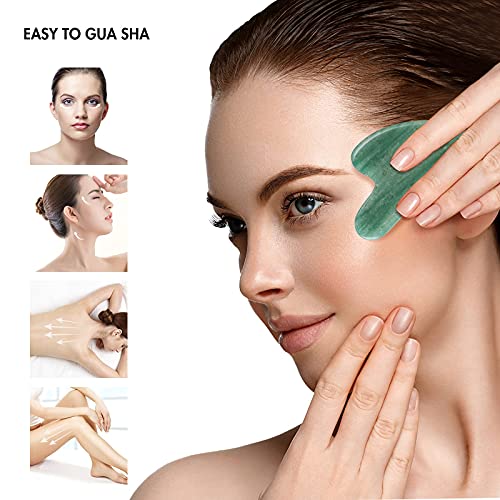 Natural Jade Gua Sha Stone for Massage, Gua Sha Facial Tools, Spa, Acupunctur...
