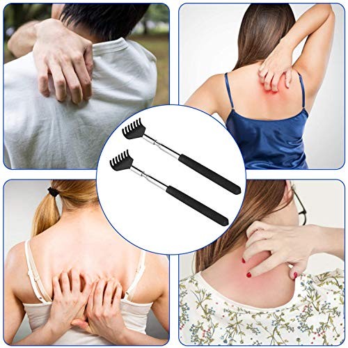 2 Pack Portable Extendable Back Scratcher, Kuvvfe Stainless Steel Telescoping...