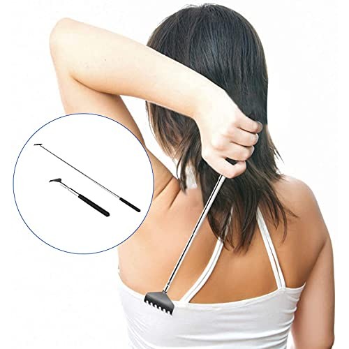 2 Pack Portable Extendable Back Scratcher, Kuvvfe Stainless Steel Telescoping...
