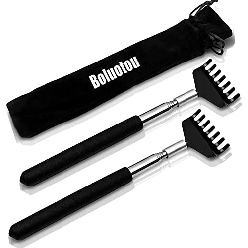 2 Pack Portable Extendable Back Scratcher, Kuvvfe Stainless Steel Telescoping...