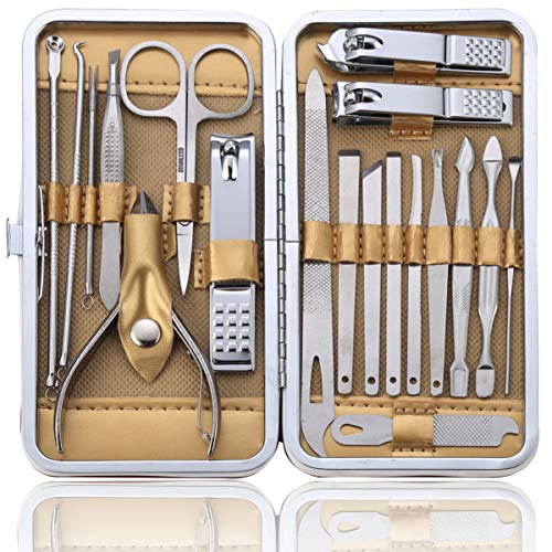 Pedicure Manicure Kit 18 in 1 Manicure Set Professional Sharp Nail Clippers T...