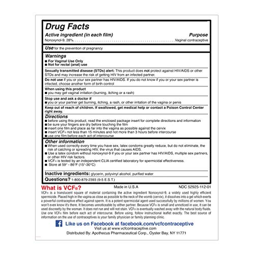 VCF CONTRACEPTIVES FILM Pack of 9 by APOTHECUS PHARMACEUTICAL