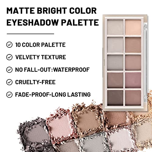 KYDA 10 Colors Eyeshadow Palette, Colorful Matte and Glitter Color Eyeshadow ...