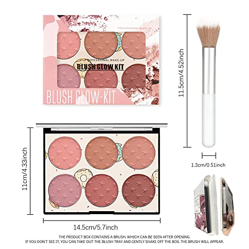 KYDA 6 Colors Face Blush Palette,Light Luxury Blush Palette Matte Blush Powde...