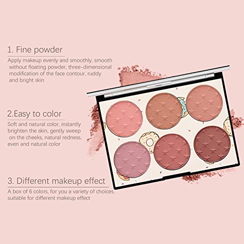 KYDA 6 Colors Face Blush Palette,Light Luxury Blush Palette Matte Blush Powde...