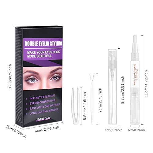 KYDA Double Eyelid Sticker Kit, 480pcs Eyelid Lifter Strips, Droopy Eyelid Li...