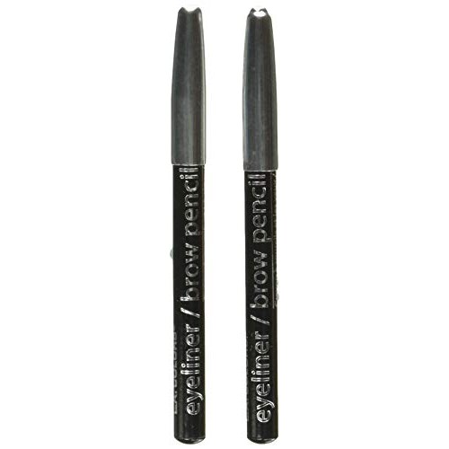 L.A. COLORS 2-Piece Eyeliner/Brow Pencil with Sharpener, Black, 0.03 Ounce, C...