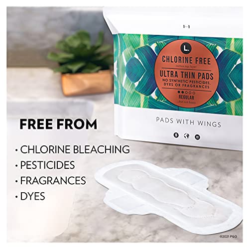 L. Chlorine Free Ultra Thin Pads Regular Absorbency, Organic Cotton, Free fro...
