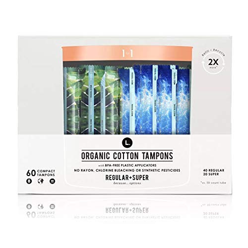 L. Organic Cotton Regular and Super Absorbency Compact Tampons Multipack Refi...