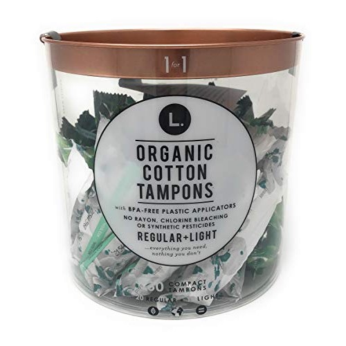 L. Organic Cotton Tampons, 20 Regular 10 Light (30 Compact Tampons Total) wit...