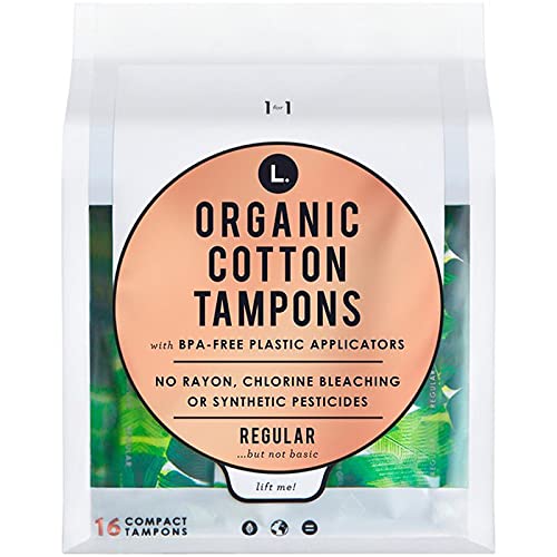L. Organic Cotton Tampons with BPA-Free Applicators, Regular Absorbency, 32 C...