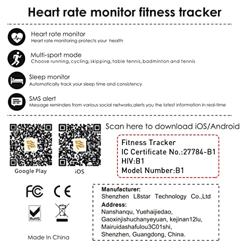 Fitness Tracker, L8star Smart Watch Heart Rate Activity Tracker with 1.3 inch...