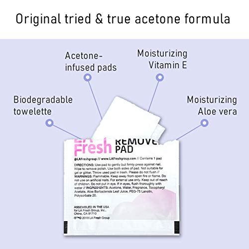 LA Fresh Nail Polish Remover Pads Pack of 50ct Individually Wrapped with Lave...