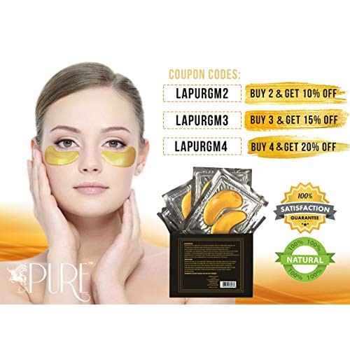 LA PURE 24K Gold Eye Treatment Masks - Under Eye Patches, Dark Circles Under ...