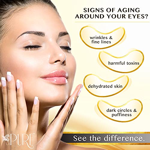 LA PURE 24K Gold Eye Treatment Masks - Under Eye Patches, Dark Circles Under ...