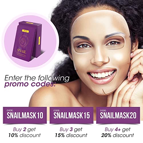 LA PURE Korean Face Mask - Hydrating Sheet Mask, Beauty Snail Mask, Anti-Wrin...