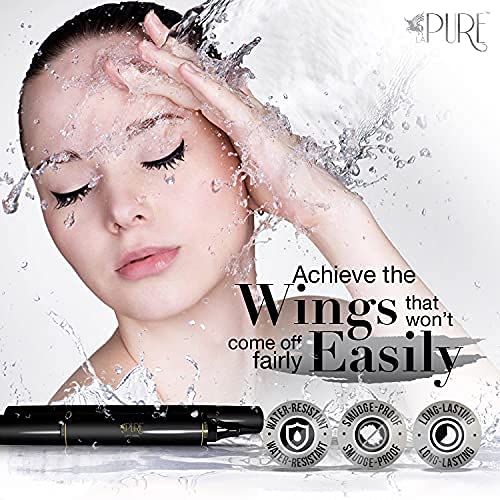 LA PURE Waterproof Eyeliner Stamp - 2 Wingliner Black Make Up Pens, Vamp Styl...