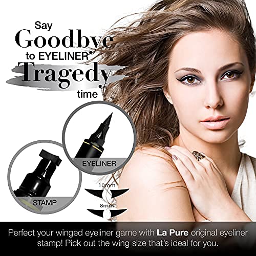 LA PURE Waterproof Eyeliner Stamp - 2 Wingliner Black Make Up Pens, Vamp Styl...