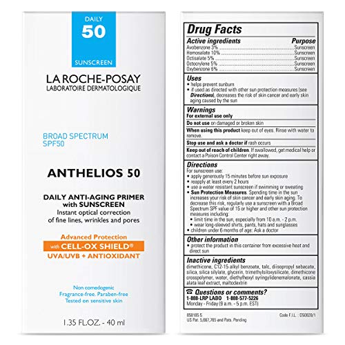 La Roche-Posay Anthelios Anti-Aging Primer with Sunscreen, 50 SPF, Blurs Fine...