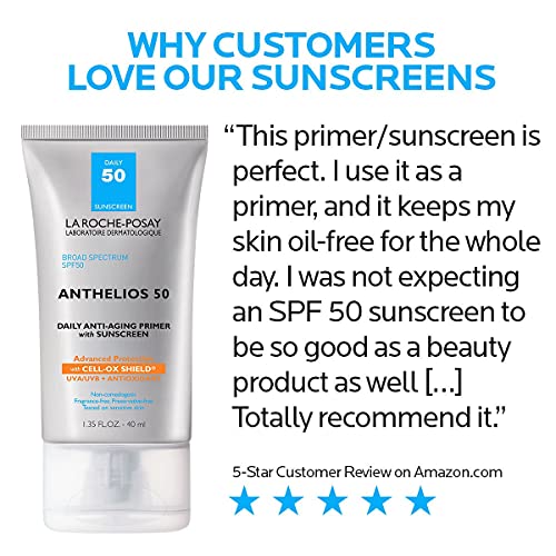 La Roche-Posay Anthelios Anti-Aging Primer with Sunscreen, 50 SPF, Blurs Fine...