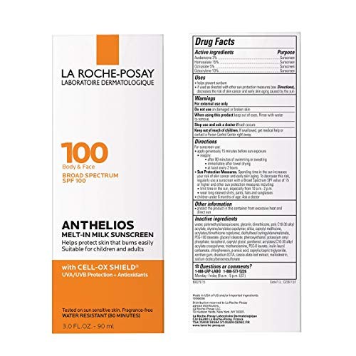 La Roche-Posay Anthelios Melt-in Milk Body & Face Sunscreen Lotion Broad Spec...